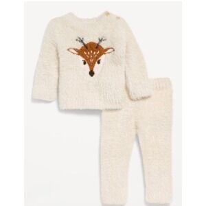 Old Navy Baby Cozy Crew-Neck Graphic Sweater and Pants Set Size 3-6 Months NWT